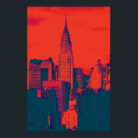 Affiches Pop Style Rouge Retro Art New York City<br><div class="desc">Red Blue Retro New York City Midtown Vieux Style Image - Vieux Style Vintage New York</div>