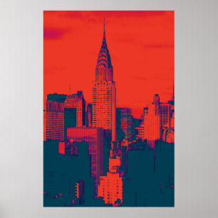 Affiches Pop Style Rouge Retro Art New York City