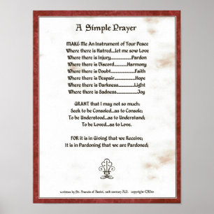 AFFICHES POPE=ST. FRANCIS=UNE PRIÈRE SIMPLE POUR LA PRIÈRE 