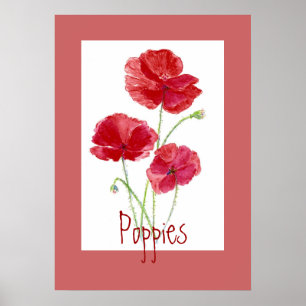 Affiches Poppies rouges et roses, Jardin, Fleurs, Floral