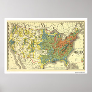 Affiches Population Density USA Map 1890