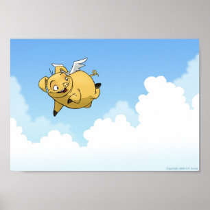 Affiches Porc de vol dans les nuages