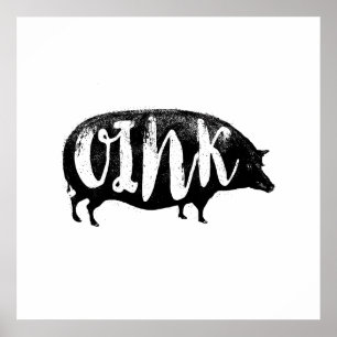 Affiches Porc vintage KROUIK-KROUIK drôle