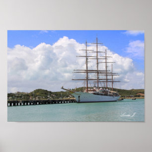 Affiches Port avec voilier en Antigua Canvas Imprimer