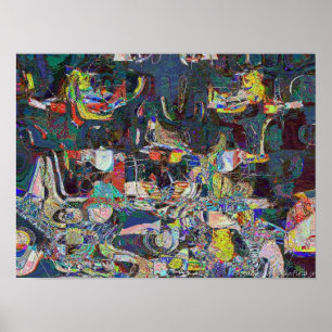 Affiches Port d'Héraklion en style Hundertwasser abstrait