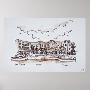 Affiches Port du front de mer, Saint-Florent   Corse, Franc