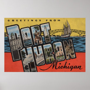 Affiches Port Huron, Michigan - Scènes de grandes lettres