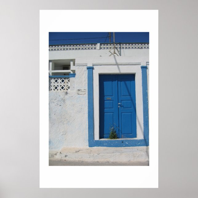 Affiches Porte bleue à Santorin (Devant)