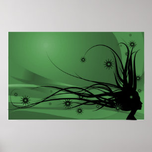 Affiches Porte-cheveux sauvages - Silhouette - Noir & Vert