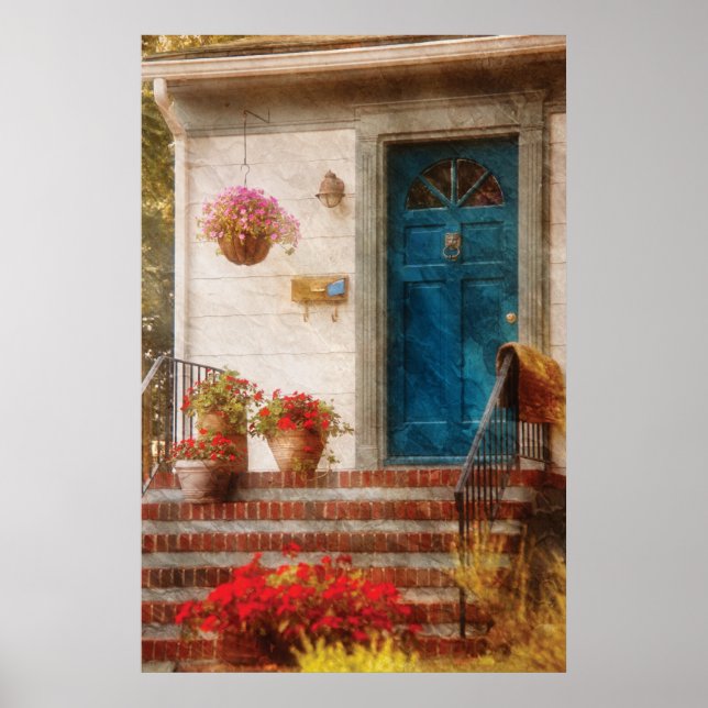 Affiches Porte - Porte d'entrée bleue (Devant)