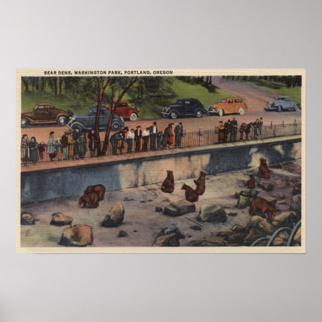 Affiches Portland, ORBear Dens à Washington Park (Devant)