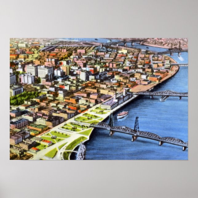 Affiches Portland Oregon Bridseye (Devant)