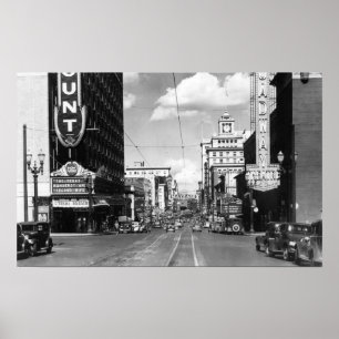 Affiches Portland, OU vue de Broadway semblant du nord