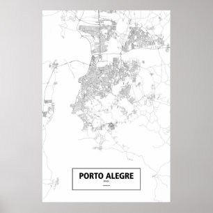 Affiches Porto Alegre, Brésil (noir sur blanc)