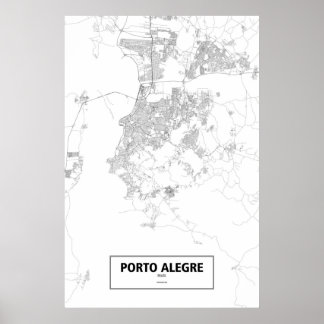 Affiches Porto Alegre, Brésil (noir sur blanc)