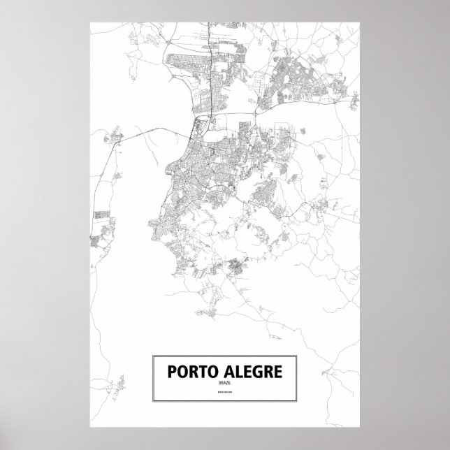 Affiches Porto Alegre, Brésil (noir sur blanc) (Devant)