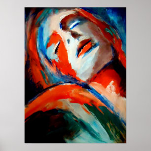 Affiches Portrait abstrait d'une peinture de femme - l'art