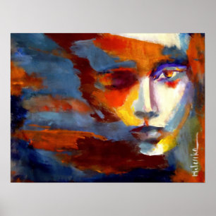 Affiches Portrait abstrait d'une peinture de femme - l'art
