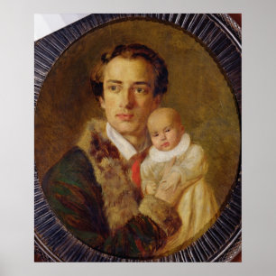 Affiches Portrait d'Alexandre Herzen avec son fils, 1840