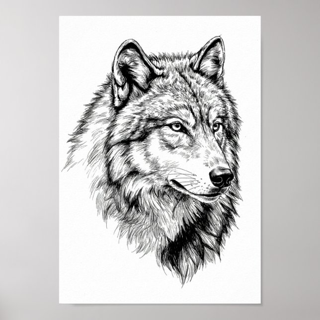 Affiches Portrait d'Animal Noir et Blanc (Devant)