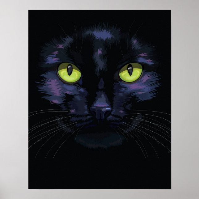 Affiches Portrait de chat noir (Devant)