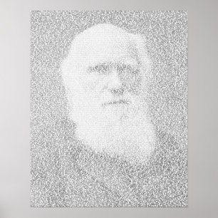 Affiches Portrait de Darwin en texte "Origine des espèces"