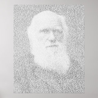 Affiches Portrait de Darwin en texte "Origine des espèces"