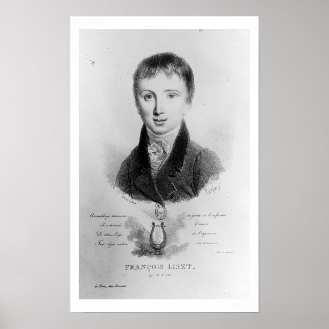 Affiches Portrait de Franz Liszt (1811-86), 11 ans (gravi) (Devant)