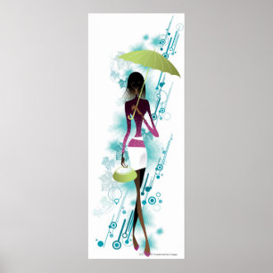 Affiches Portrait de jeune femme tenant la bourse et le