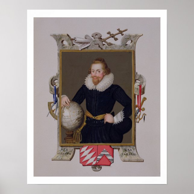 Affiches Portrait de sir Walter Raleigh (c.1552-1618) de (Devant)