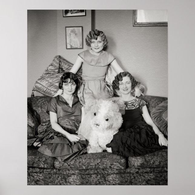 Affiches Portrait de Soeurs, 1924. Photo vintage (Devant)