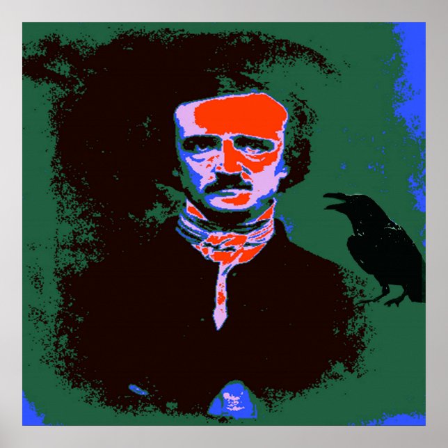 Affiches Portrait d'Edgar Allan Poe Pop Art (Devant)