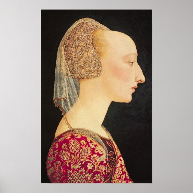 Affiches Portrait d'une dame en rouge, 1460-70 (Devant)