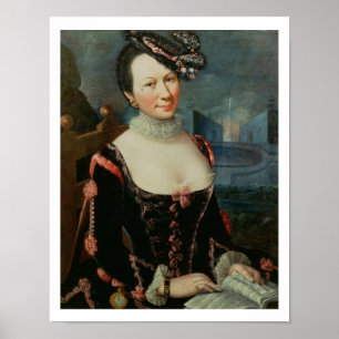 Affiches Portrait d'une femme tenant une illustration