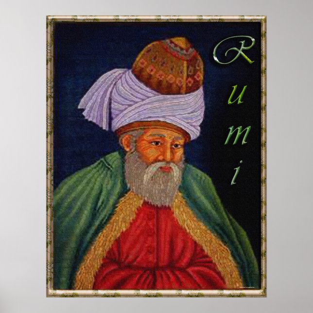 Affiches Portrait mystique soufi de Mevlana - Rumi (Devant)
