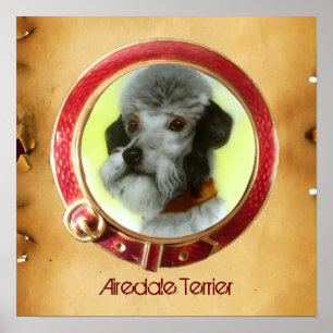 Affiches PORTRAITS MINIATURES DE CHIENS VICTORIENS Airedale