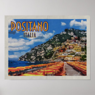 Affiches Positano Italie Amalfi Vintage voyage en détresse