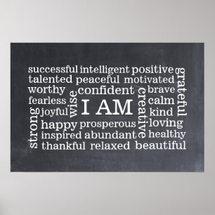 Affiches Positif audacieux pensant JE SUIS des affirmations