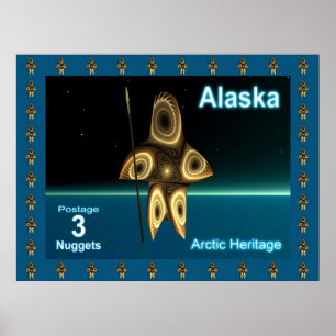 Affiches Postage en Alaska - Chasseur inuit fragile