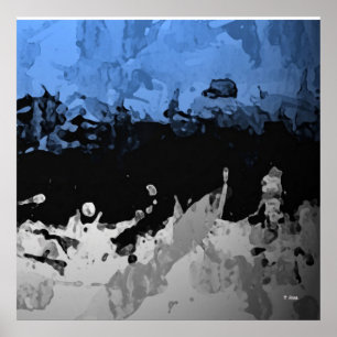 Affiches Póster bleu foncé et gris Abstrait