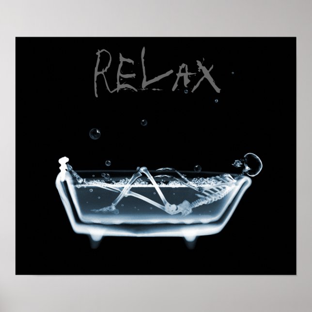 Affiches Poster- Blue Relax X-Ray Skeleton Temps de bain (Devant)