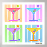 Affiches Poster, Imprimés - Retro Pop Art Martinis<br><div class="desc">Four Fun,  Colorful Pop Art Martinis contre un pastel de style art des années cinquante dans un quad classique pop art. Profitez des fonctionnalités de personnalisation pour personnaliser votre achat avec du texte ou des photos de votre choix !</div>