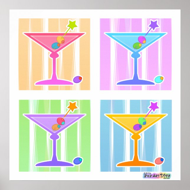 Affiches Poster, Imprimés - Retro Pop Art Martinis (Devant)