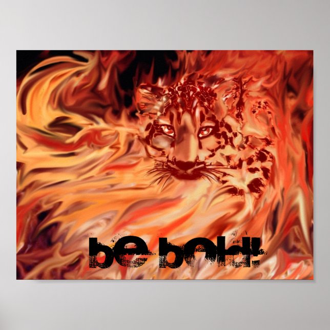 Affiches Poster, léopard en flammes (Devant)