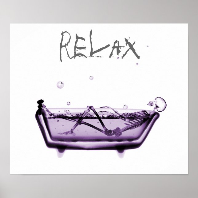 Affiches Poster- Purple Relax X-Ray Skeleton Bath Time (Devant)