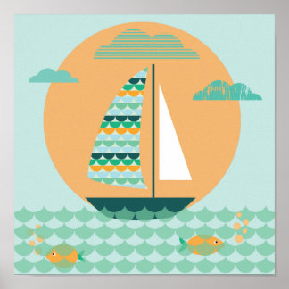 Affiches Poster, Segelboot, Kinderzimmer, Bild, Druck