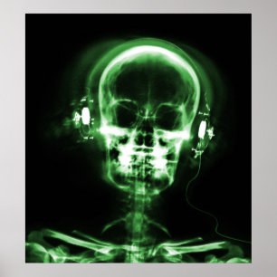 AFFICHES POSTER- SKELETON DE MUSIQUE X RAY NOIR VERT
