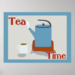 Affiches Pot de bleu de temps de thé