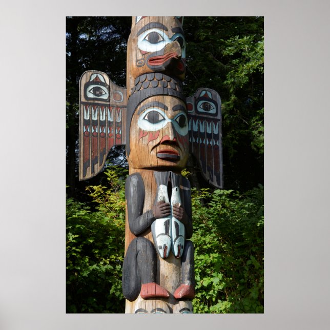 Affiches Poteau Totem Gros Plan, Alaska (Devant)