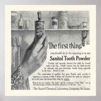 Affiches Poudre de dents Sanitol vintage de 1906
